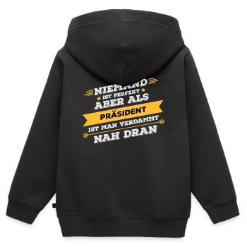 Präsident Beruf Geschenk - Kinder Premium Organic Zip Hoodie - Schwarz - Hinten - AI Model Kid Male (0cm)