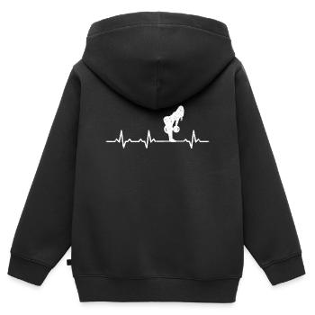 Bodybuilderin Kraftsport deadlift herzschlag - Kinder Premium Organic Zip Hoodie - Schwarz - Hinten - AI Model Kid Male (0cm)