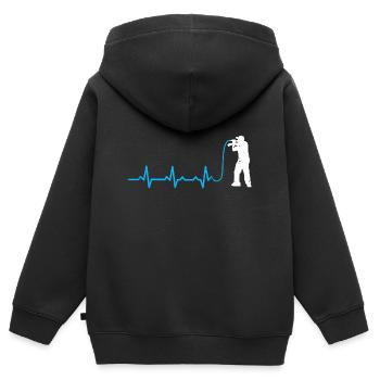 rap rythme cardiaque cadeau micro rythme cardiaque MC - Sweat Premium à capuche zippé enfant bio - noir - Dos - AI Model Kid Male (0cm)