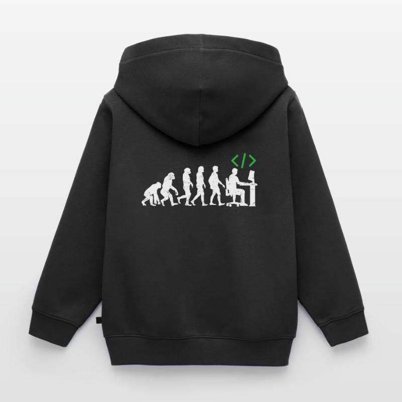 Les programmeurs codeur cadeau évolution java c ++ Sweat Premium à capuche zippé enfant bio