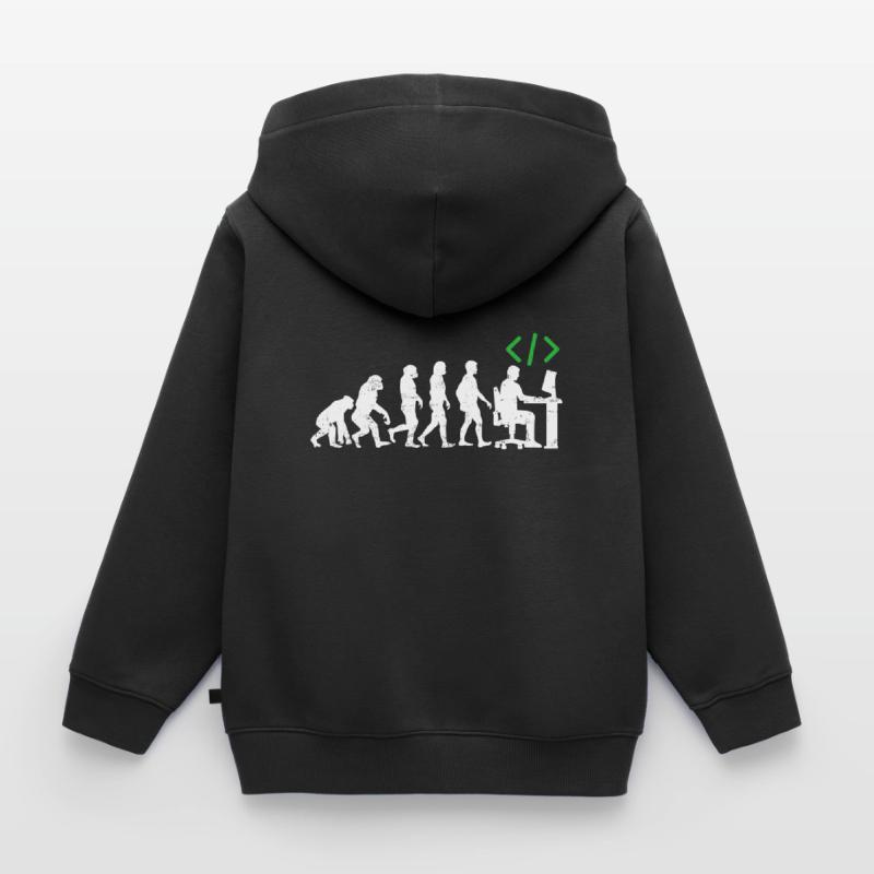 Les programmeurs codeur cadeau évolution java c ++ Sweat Premium à capuche zippé enfant bio