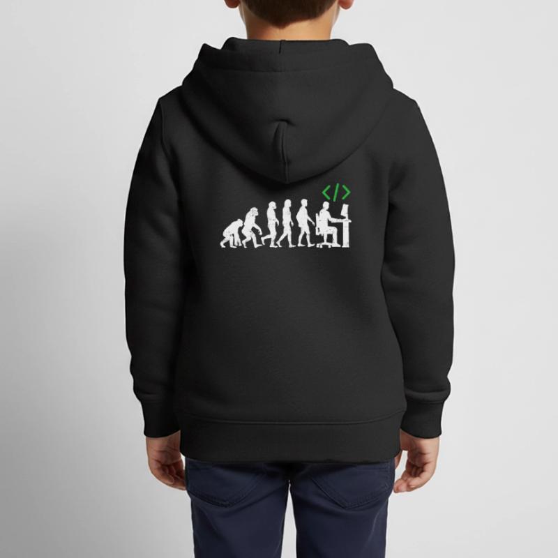 Les programmeurs codeur cadeau évolution java c ++ Sweat Premium à capuche zippé enfant bio