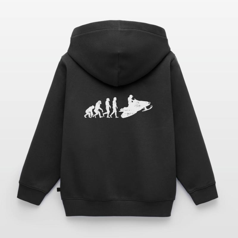 Snowmobile evolution gift snow sledge Kids Premium Organic Zip-up Hoodie