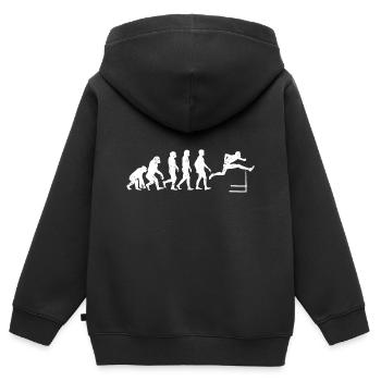Hürdenlauf Evolution hürde geschenk leichtathletik - Kinder Premium Organic Zip Hoodie - Schwarz - Hinten - AI Model Kid Male (0cm)