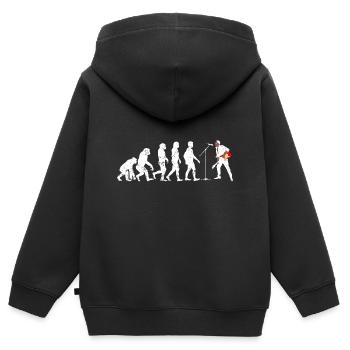 Le chanteur rock cadeau guitare évolution hardrock - Sweat Premium à capuche zippé enfant bio - noir - Dos - AI Model Kid Male (0cm)