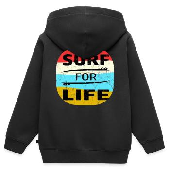 Surfer Surfen Surf Meer See Wellen Urlaub Geschenk - Kinder Premium Organic Zip Hoodie - Schwarz - Hinten - AI Model Kid Male (0cm)