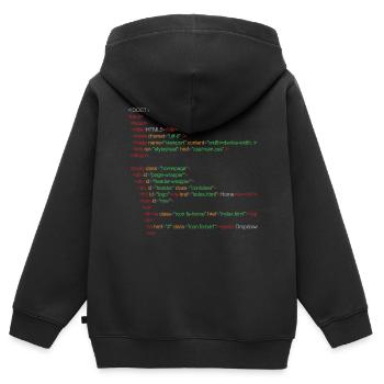 Code HTML5 - Sweat Premium à capuche zippé enfant bio - noir - Dos - AI Model Kid Male (0cm)