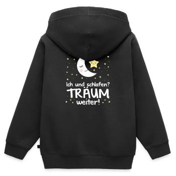MOND STERNE KINDER BABY SCHLAFEN TRAUM GESCHENK - Kinder Premium Organic Zip Hoodie - Schwarz - Hinten - AI Model Kid Male (0cm)