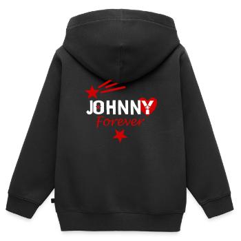 Johnny forever - Sweat Premium à capuche zippé enfant bio - noir - Dos - AI Model Kid Male (0cm)