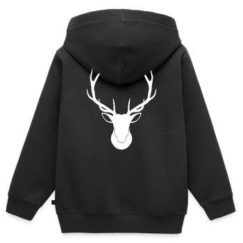 Hirsch - Hirschgeweih - Kinder Premium Organic Zip Hoodie - Schwarz - Hinten - AI Model Kid Male (0cm)