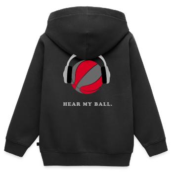 Basketball Kopfhoerer hear my ball - Kinder Premium Organic Zip Hoodie - Schwarz - Hinten - AI Model Kid Male (0cm)