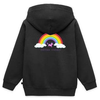 RegenbogenUnicorn - Kinder Premium Organic Zip Hoodie - Schwarz - Hinten - AI Model Kid Male (0cm)