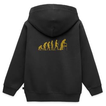 Evolution Alter Mann Golden Glitter Effekt - Kinder Premium Organic Zip Hoodie - Schwarz - Hinten - AI Model Kid Male (0cm)