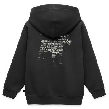 Jack Russell Terrier Charakteristik Wordcloud - Kinder Premium Organic Zip Hoodie - Schwarz - Hinten - AI Model Kid Male (0cm)