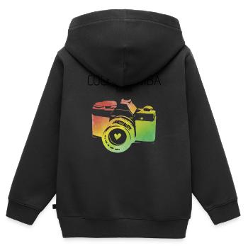 Bolivien, Cochabamba - Kinder Premium Organic Zip Hoodie - Schwarz - Hinten - AI Model Kid Male (0cm)