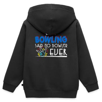 Bowlingliebhaber für immer und ewig! - Kinder Premium Organic Zip Hoodie - Schwarz - Hinten - AI Model Kid Male (0cm)