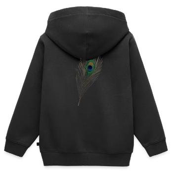 Pfauenfeder, Pfau,Vogel - Kinder Premium Organic Zip Hoodie - Schwarz - Hinten - AI Model Kid Male (0cm)