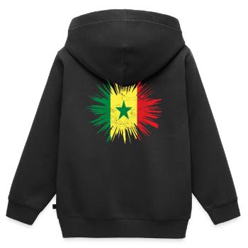 Geschenk Splatter Land Roots Senegal - Kinder Premium Organic Zip Hoodie - Schwarz - Hinten - AI Model Kid Male (0cm)
