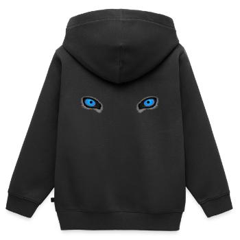 Yeux de loup bleu profond - Sweat Premium à capuche zippé enfant bio - noir - Dos - AI Model Kid Male (0cm)