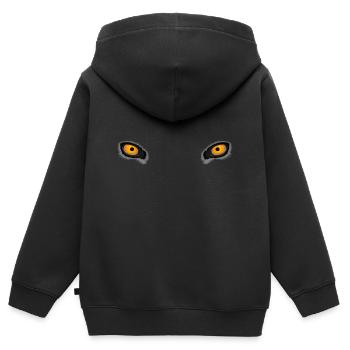 Yeux de loup profond jaune - Sweat Premium à capuche zippé enfant bio - noir - Dos - AI Model Kid Male (0cm)