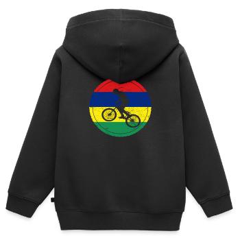 Fahrrad bmx love biking Mauritius - Kinder Premium Organic Zip Hoodie - Schwarz - Hinten - AI Model Kid Male (0cm)