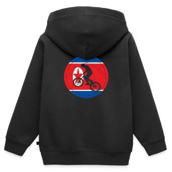 Vélo amour vélo bmx Corée du Nord - Sweat Premium à capuche zippé enfant bio - noir - Dos - AI Model Kid Male (0cm)