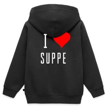 J'adore la soupe amant soupe idée cadeau - Sweat Premium à capuche zippé enfant bio - noir - Dos - AI Model Kid Male (0cm)
