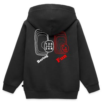Langweilig Spass Gangschaltung 4WD 4x4 Allrad - Kinder Premium Organic Zip Hoodie - Schwarz - Hinten - AI Model Kid Male (0cm)