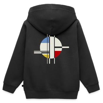 Rectangles circulaires Art moderne abstrait - Sweat Premium à capuche zippé enfant bio - noir - Dos - AI Model Kid Male (0cm)