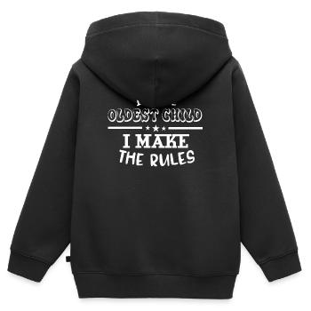 Im the oldest child rules Geschenkidee Regeln - Kinder Premium Organic Zip Hoodie - Schwarz - Hinten - AI Model Kid Male (0cm)