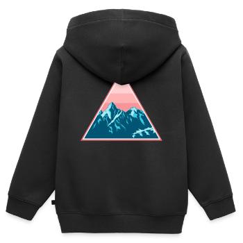 Gebirge Berge Schneebedeckt im Dreieck - Kinder Premium Organic Zip Hoodie - Schwarz - Hinten - AI Model Kid Male (0cm)