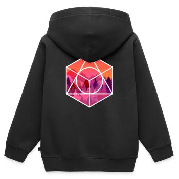 Coucher de soleil dans les montagnes avec la forêt - Sweat Premium à capuche zippé enfant bio - noir - Dos - AI Model Kid Male (0cm)