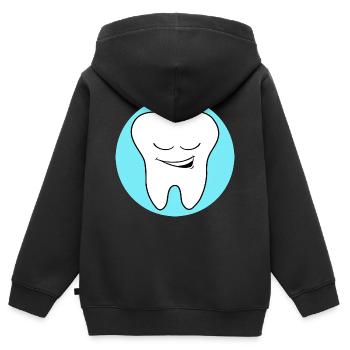 Zahnarztpraxis Logo Zahn - Kinder Premium Organic Zip Hoodie - Schwarz - Hinten - AI Model Kid Male (0cm)