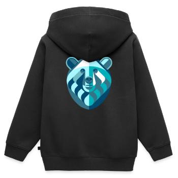 Gardez abstrait blanc bleu - Sweat Premium à capuche zippé enfant bio - noir - Dos - AI Model Kid Male (0cm)