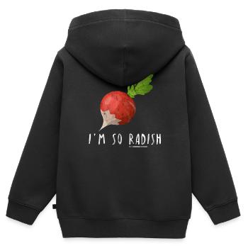 Oil radish amateur cook gastronomy humor gift - Kids Premium Organic Zip-up Hoodie - black - Back - AI Model Kid Male (0cm)