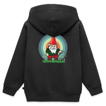 Böser und gemeiner Gartenzwerg Gnom Zwerg - Kinder Premium Organic Zip Hoodie - Schwarz - Hinten - AI Model Kid Male (0cm)