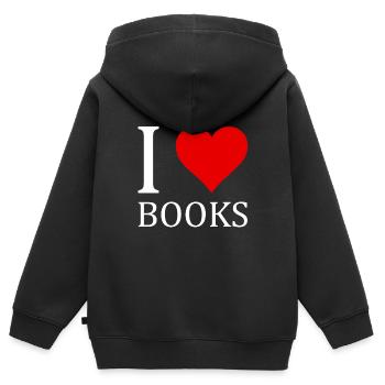 I love Books Design - Kinder Premium Organic Zip Hoodie - Schwarz - Hinten - AI Model Kid Male (0cm)