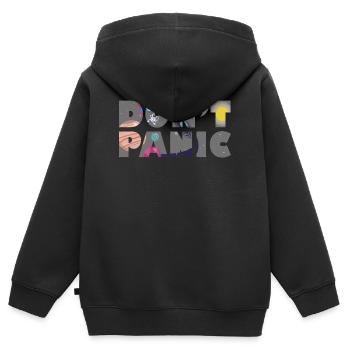 Galaxy Planets Don't Panic Gift - Kinder Premium Organic Zip Hoodie - Schwarz - Hinten - AI Model Kid Male (0cm)