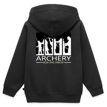 Tir à l'arc Tir à l'arc Bow cadeau Arbalète - Sweat Premium à capuche zippé enfant bio - noir - Dos - AI Model Kid Male (0cm)