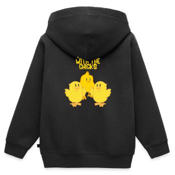 Mit den Chicks abhängen - Kinder Premium Organic Zip Hoodie - Schwarz - Hinten - AI Model Kid Male (0cm)