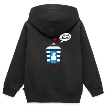 Je veux la mer - Sweat Premium à capuche zippé enfant bio - noir - Dos - AI Model Kid Male (0cm)