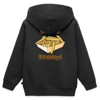 frites françaises cadeau manger régime fast-food - Sweat Premium à capuche zippé enfant bio - noir - Dos - AI Model Kid Male (0cm)