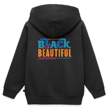 Black is Beautiful Afrikanisch Amerikanisch - Kinder Premium Organic Zip Hoodie - Schwarz - Hinten - AI Model Kid Male (0cm)