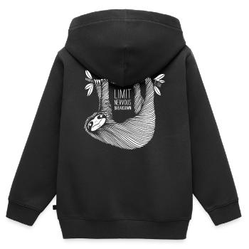 Der faule, tierische, begrenzte Nervenzusammenbruch - Kinder Premium Organic Zip Hoodie - Schwarz - Hinten - AI Model Kid Male (0cm)