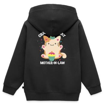 Funny Crazy Birthday belle-mère - Sweat Premium à capuche zippé enfant bio - noir - Dos - AI Model Kid Male (0cm)