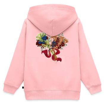 floraler Rücken (bis) - Kinder Premium Organic Zip Hoodie - Rosa - Hinten - AI Model Kid Female (0cm)