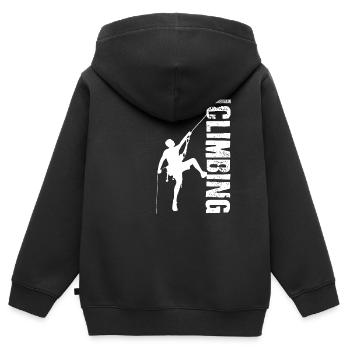 Mr Adrénaline Rock Climbing - Sweat Premium à capuche zippé enfant bio - noir - Dos - AI Model Kid Male (0cm)