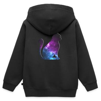 Galaxy Chat cadeau de l’espace - Sweat Premium à capuche zippé enfant bio - noir - Dos - AI Model Kid Male (0cm)