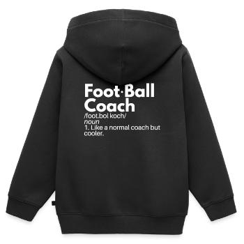 Coach de football - Sweat Premium à capuche zippé enfant bio - noir - Dos - AI Model Kid Male (0cm)