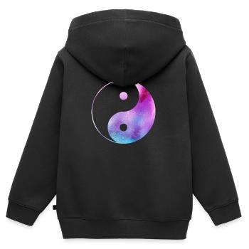 Yin Yang - Sweat Premium à capuche zippé enfant bio - noir - Dos - AI Model Kid Male (0cm)